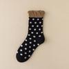 Women's Spring and Autumn Puffed Lace Mid-calf Socks Polka Dot Boneless Pile Socks Cotton Autumn and Winter Socks