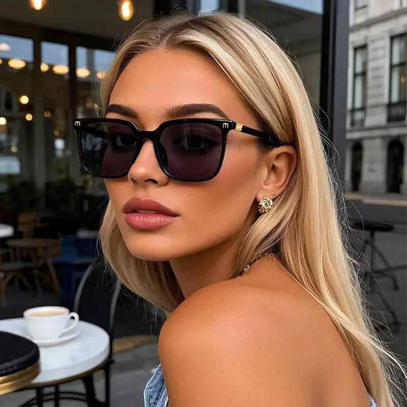NEW Brand Sunglasses Women's Square Classic Large Frame Fashion Men's Rectangular Letter Design Retro Sun Glasses UV400