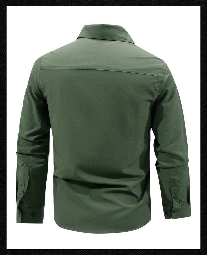 Men's Quick-Dry Mesh Underarm Long-Sleeve Tactical Shirt with Four Pockets