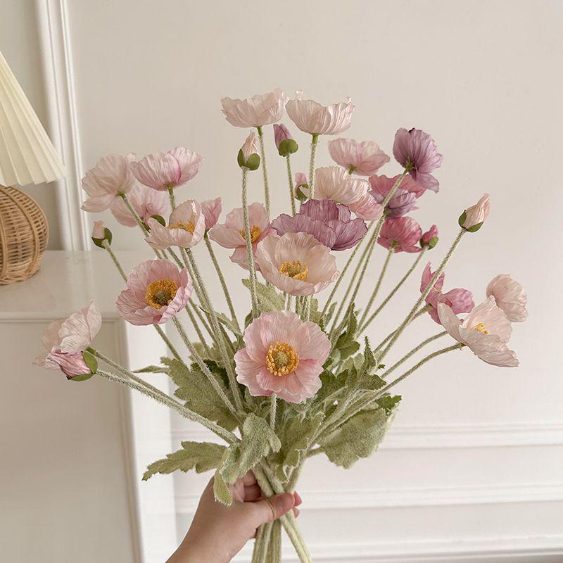 Artificial Pink Iceland Poppy Vase Decoration for Home or Living Room