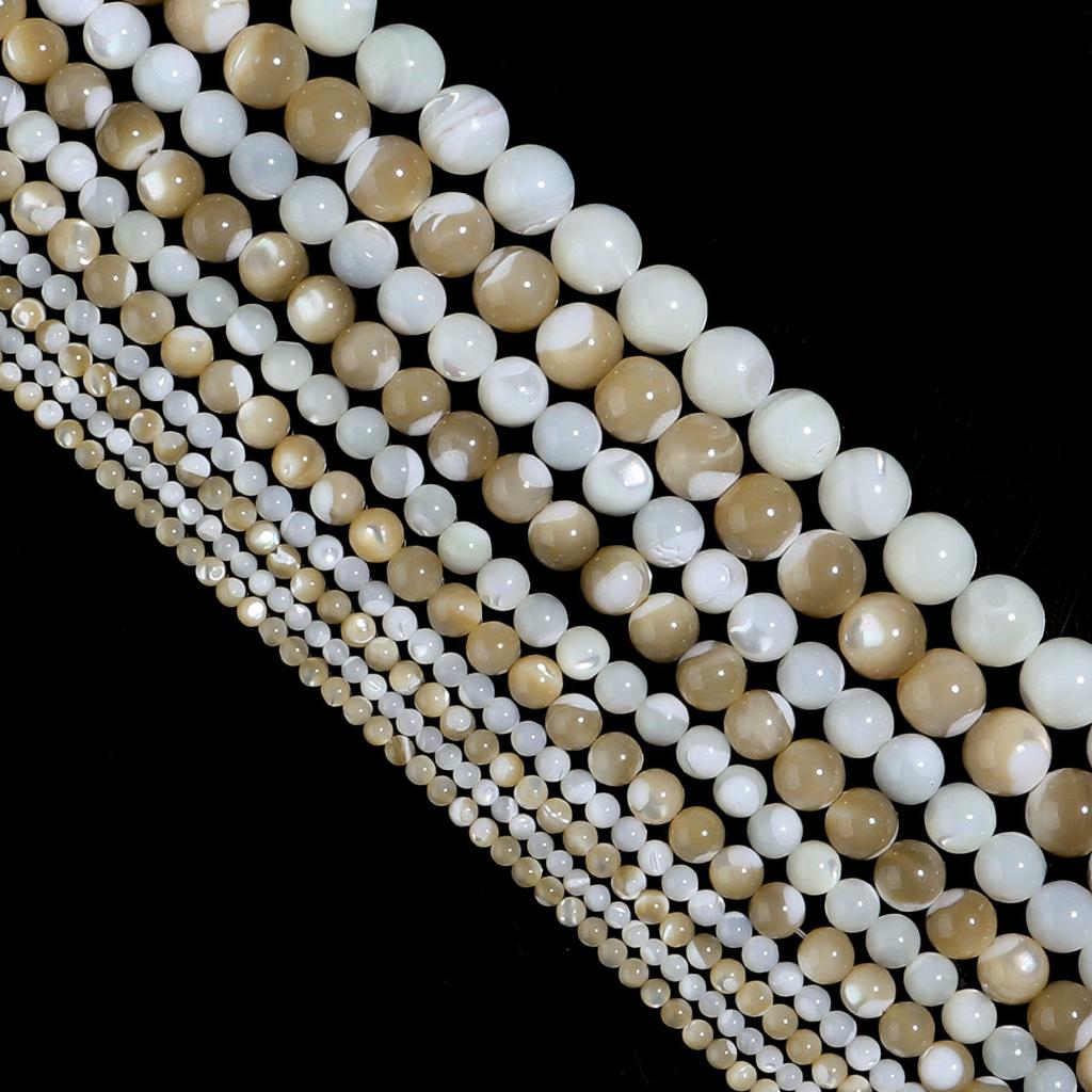 3 4 6 8 10mm Natural Shell Beads Mother of Pearl Trochus Shell Round Loose Beads For Jewelry Making DIY Necklace Accessories