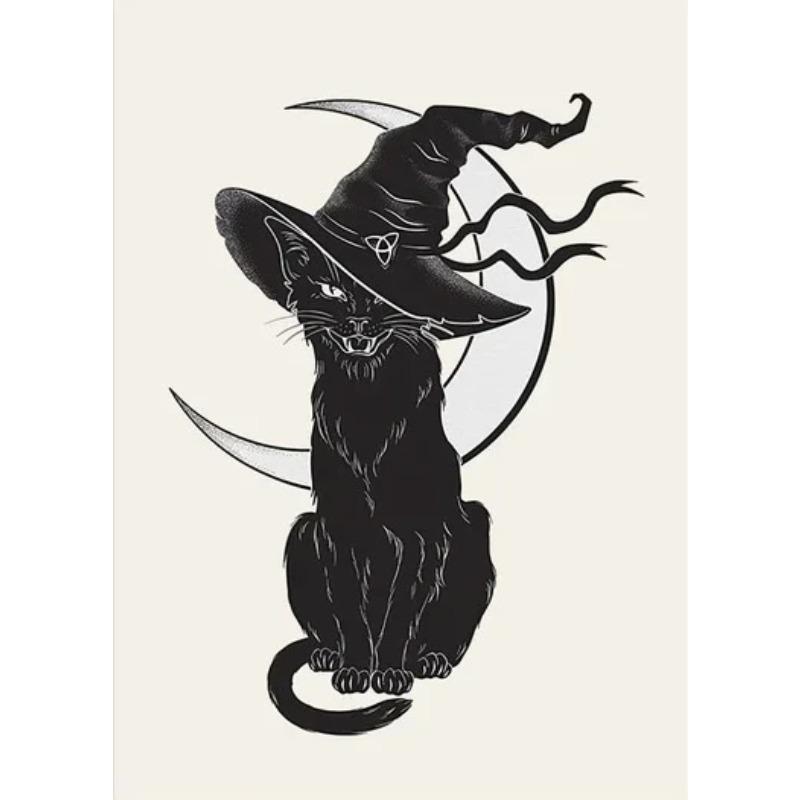 Nordic Simple Wall Art Halloween Skull Witch, HD Canvas Print Poster, Home Living Room Bedroom Decorative Painting