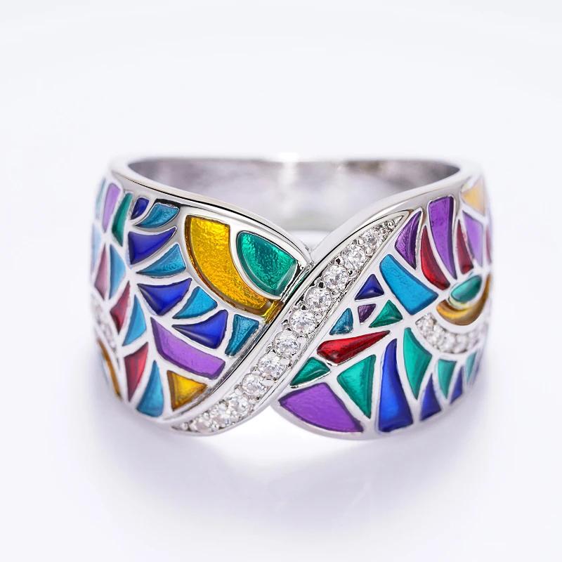 Huitan Novel Colorful Rings for Women Delicate Charming Shiny Finger Accessories Fashion Noble Creative Attractive Party Jewelry