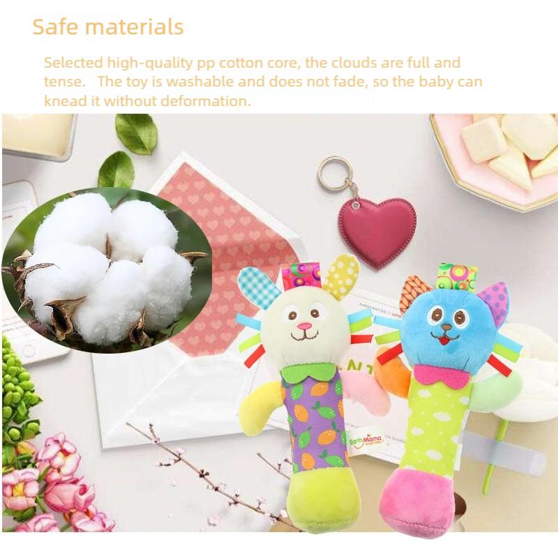 Hand Soft Crank Baby Rattles Cartoon Animal Plush Toys With Bb Call Voice Squeaky Sensory Travel Accessory For Toddlers