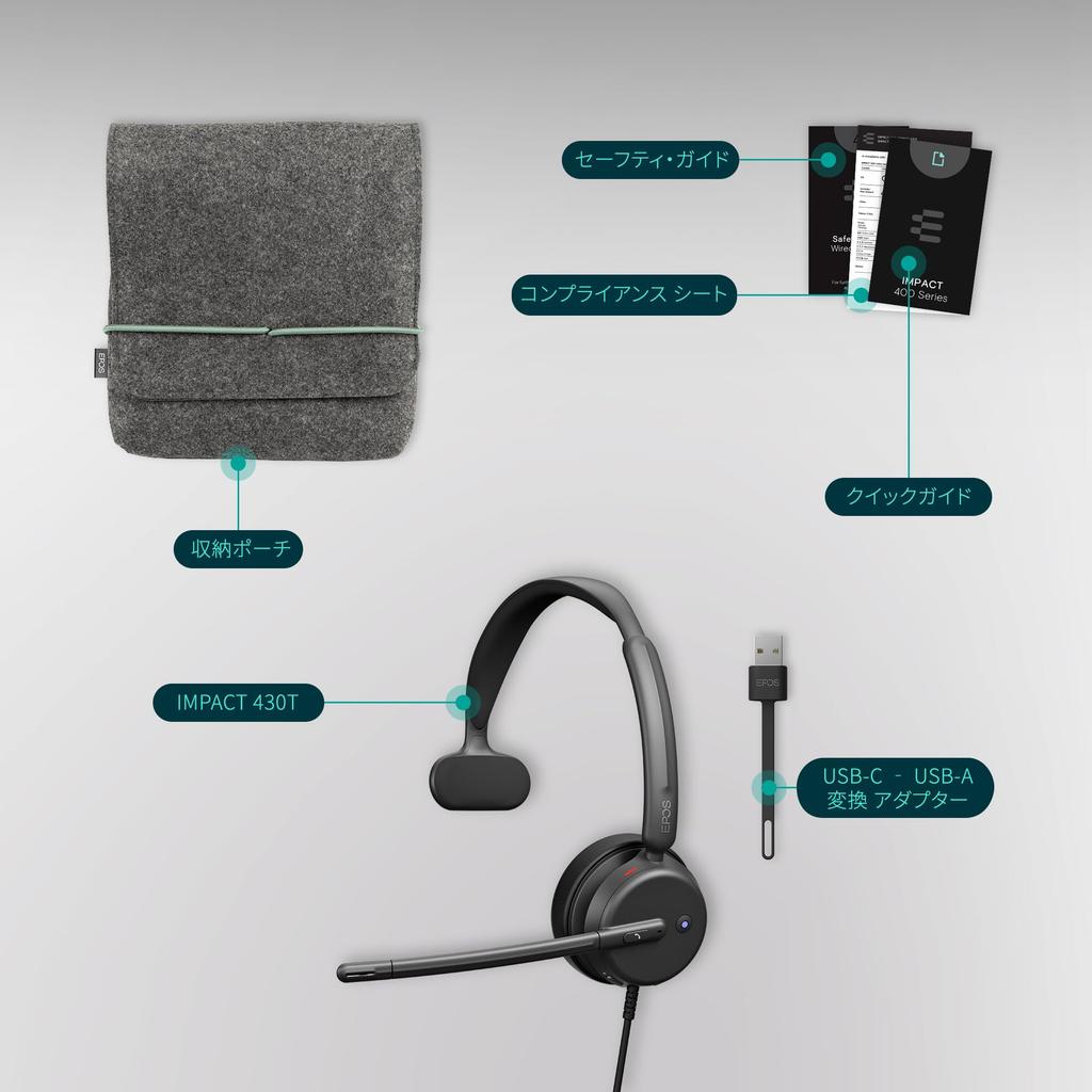 EPOS IMPACT 430T Mono Dual Noise Microsoft Work from Plug and UC Compatible Mono - On-Ear Headset, Microphone, Cancelling, USB-C/USB-A Connection,