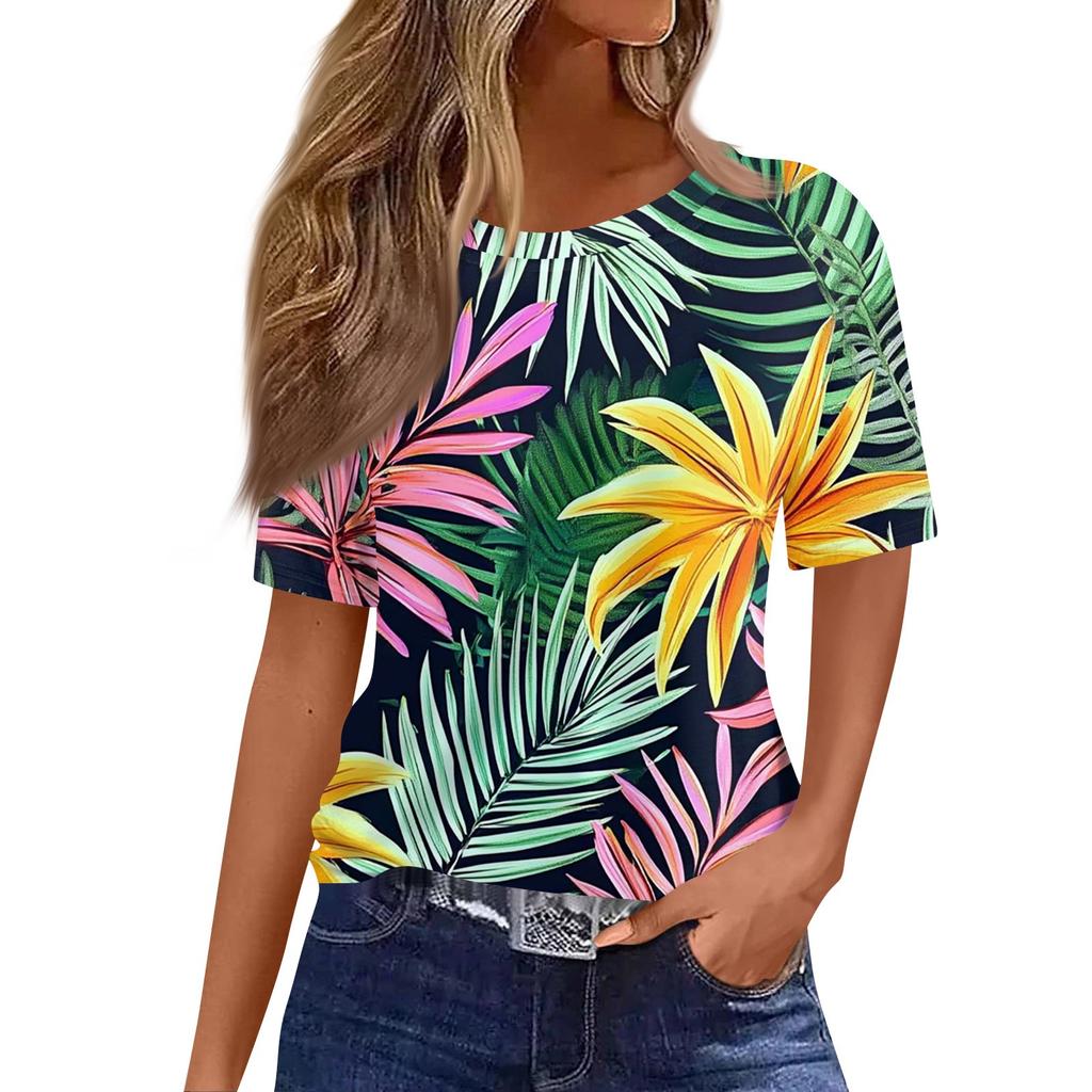 Modisches, lässiges Pullover-Oberteil mit kurzen Ärmeln und Rundhalsausschnitt für Damen