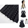 Wednesday Addams Dress Wig Cosplay Costume For Kid Girl Halloween Xmas Party