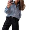 2025 Autumn/Winter Women's Long-Sleeved Striped Cardigan Shirt Jacket