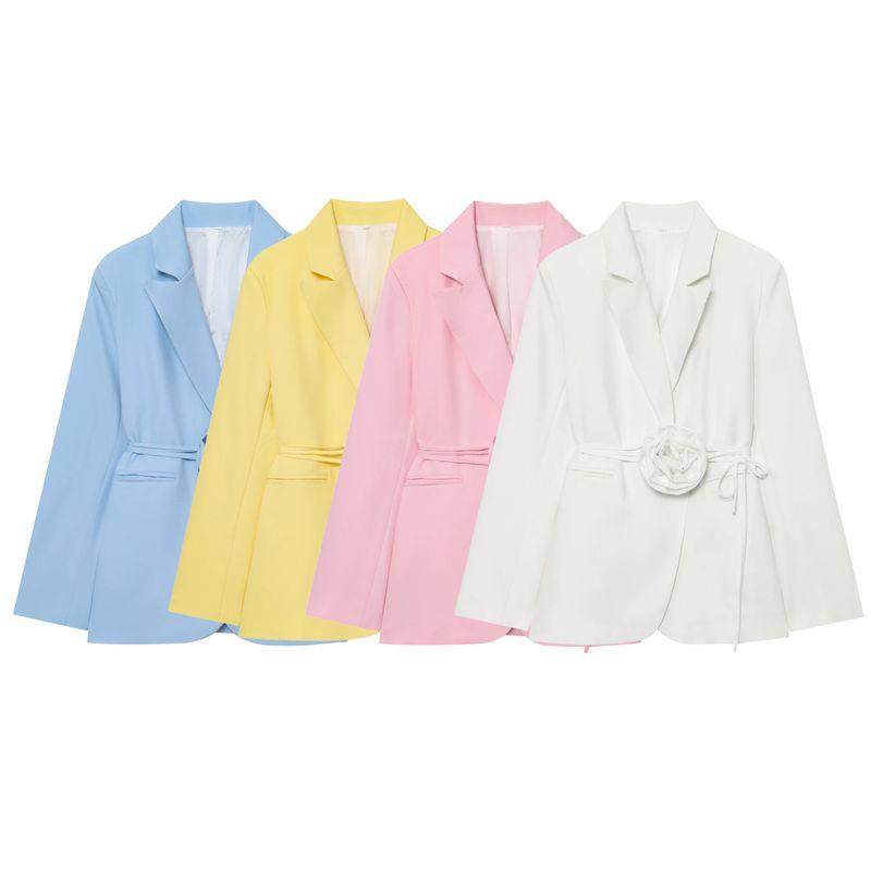 Za Autumn and Winter New Arrivals Women's Clothing Zr European and American Style Export Fashion Simple Versatile Tie Flower Blazer