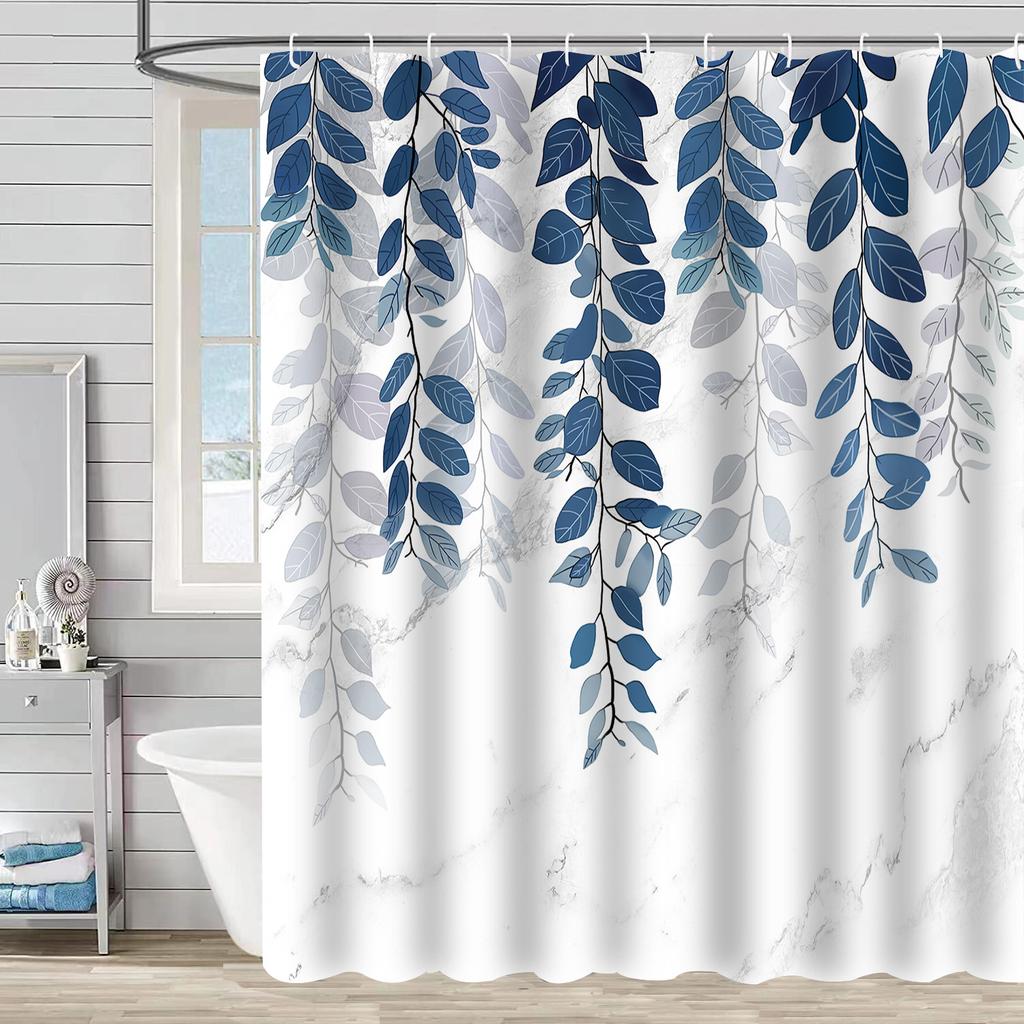 D2 Watercolor Leaves Curtains On The Top Plant with Floral Bathroom Decoration Shower Curtain 120-180CM with Hook Window Curtain