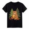 T-shirt Graphique Ours Mignon avec Pot de Miel et Pin Arbre Nature pour Hommes Femmes