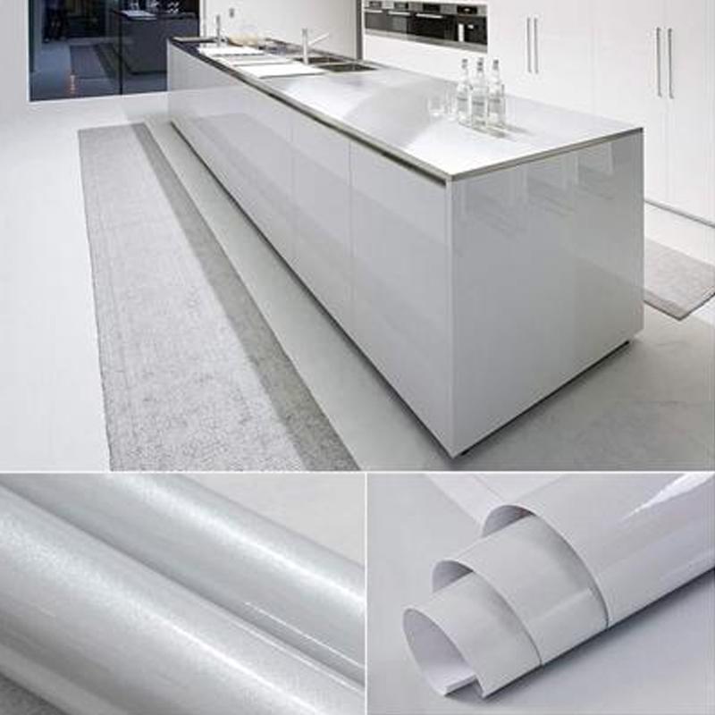 New Pearly Glossy PVC Self Adhesive Waterproof Wallpaper Kitchen Cabinet Sticker Furniture Renovation