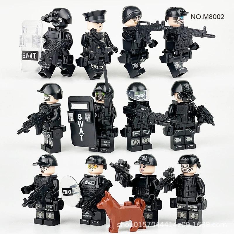 132 Bags 1620 City Black Doll Weapon Military Police Figurine Children Building Block Soldier Toy