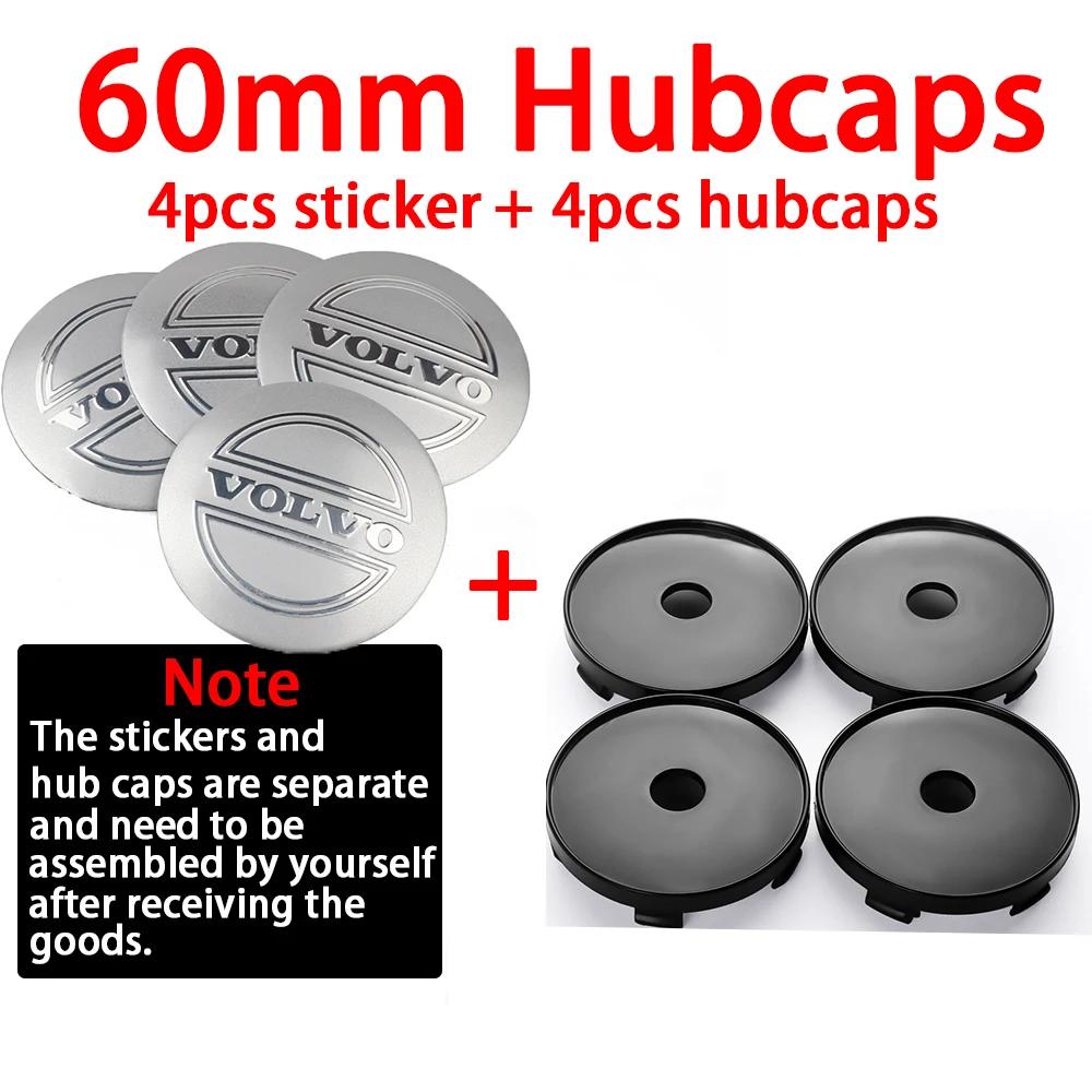 4 stuks 56/60mm Auto Wielnaafdopjes Naafdoppen Vervangend Embleem Sticker Voor Volvo RDESIGN XC60 XC90 V60 V40 XC40 V50 S60 V70 C70