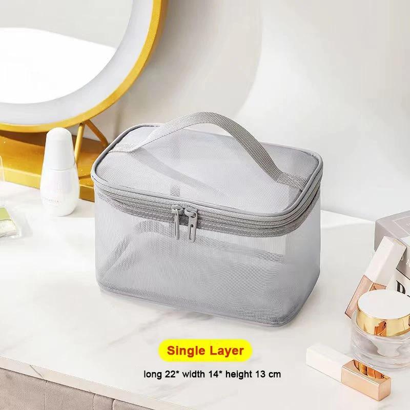 Mesh Wash Strandtasche Männer Frauen tragbare Hand Reise Lagerung Kosmetiktasche schwarz Fitness Bad Tasche Bad Organizer