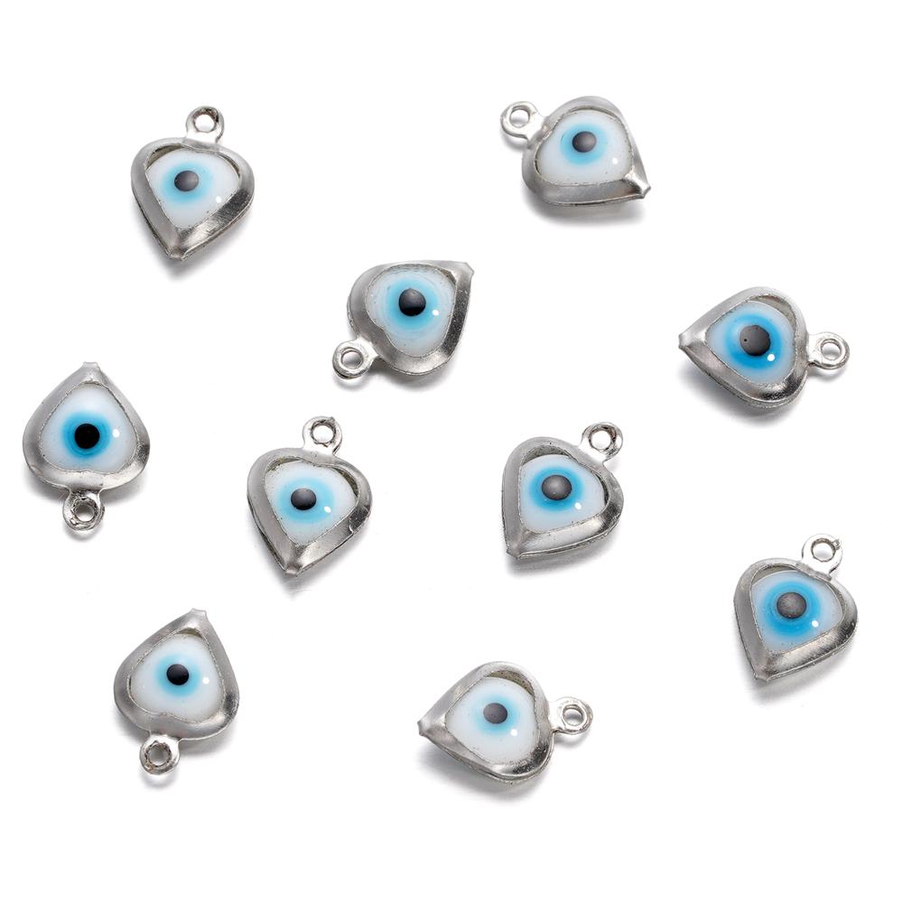 10pcs/lot Evil Eye Gold/Silver Color Tone Charms Connectors Beads For DIY Bracelet Bangle Pendant Jewelry Accessories