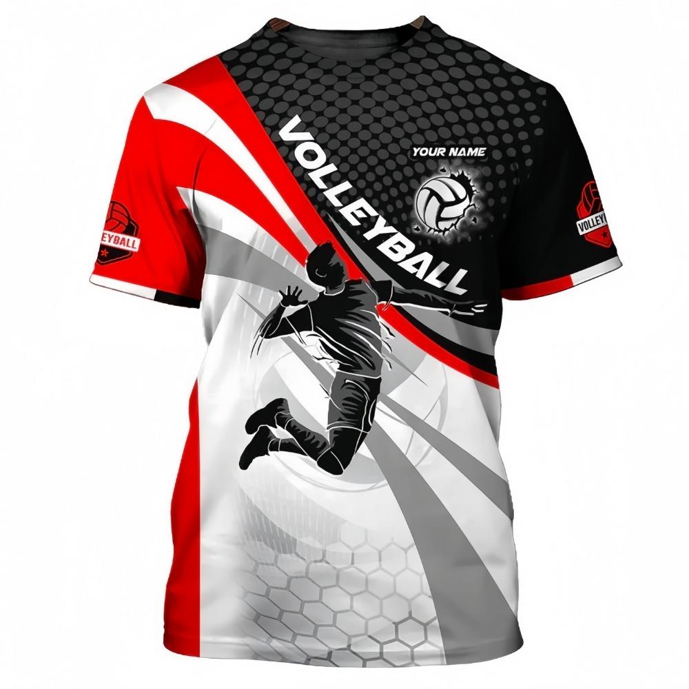 Tricou Sport Bărbați cu Imprimeu 3D Volei, cu Mânecă Scurtă, cu Uscare Rapidă, pentru Antrenament în Aer Liber, Personalizabil, Confortabil