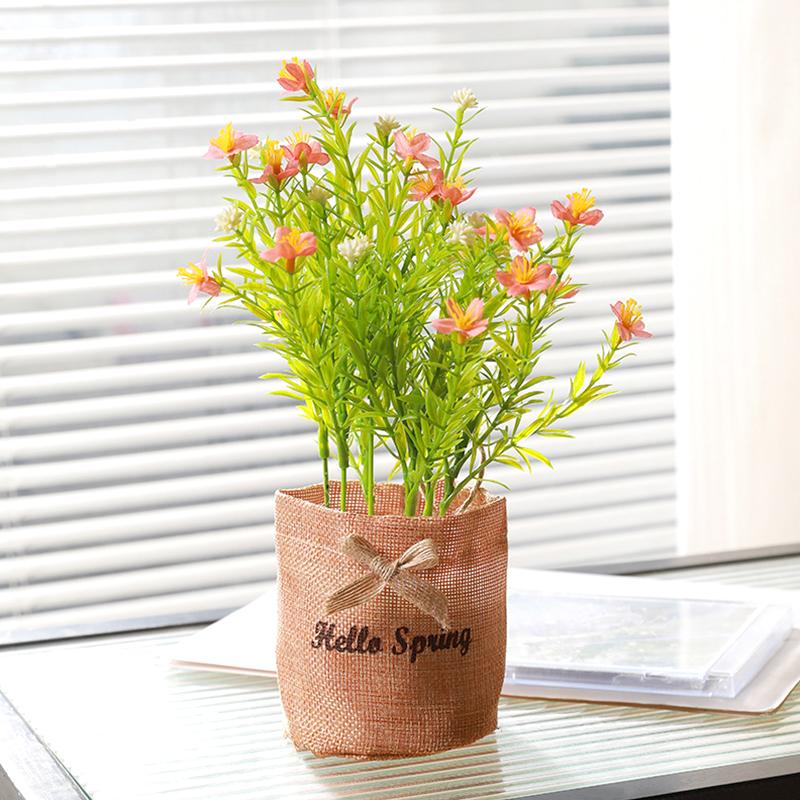 1Pc Potted Plant Northern Europe Simulated Flower Holiday Gifts Weave Modern Simplicity Hangings Home Decoration Plastic