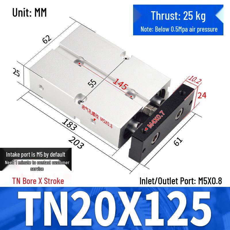 TDA Double-Axis Double-Rod Large Thrust Cylinder - Sizes: 10/16/20/25/32/40/50mm X 20/50/75mm