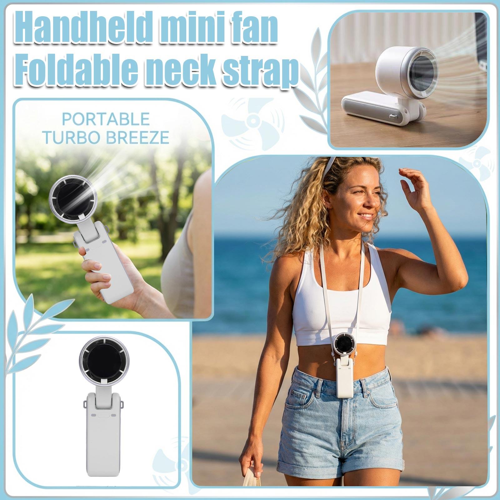

3600MA New Handheld Small Fan Foldable Neck Hanging Outdoor Convenient High-speed Fan One Size