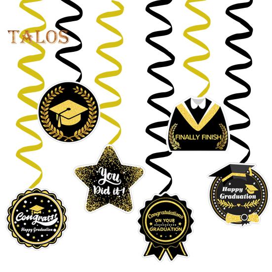 

Выпускной сезон 2025 года, спиральные подвесные баннеры, подвески для тегов, черное золото, потолочная вечеринка, школьные украшения для выпускного, подарки на выпускной Sets