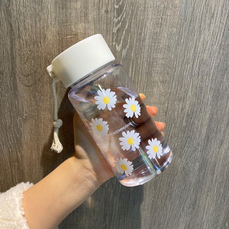 Korean Daisy Frosted Plastic Cup - Trendy, Portable, Fresh Forest Style 500ml