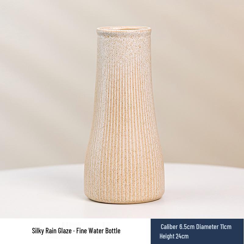 Wabi-Sabi Ceramic Vase: Elegant Hydroponic Bamboo Arrangement for Living Room & Dining Table