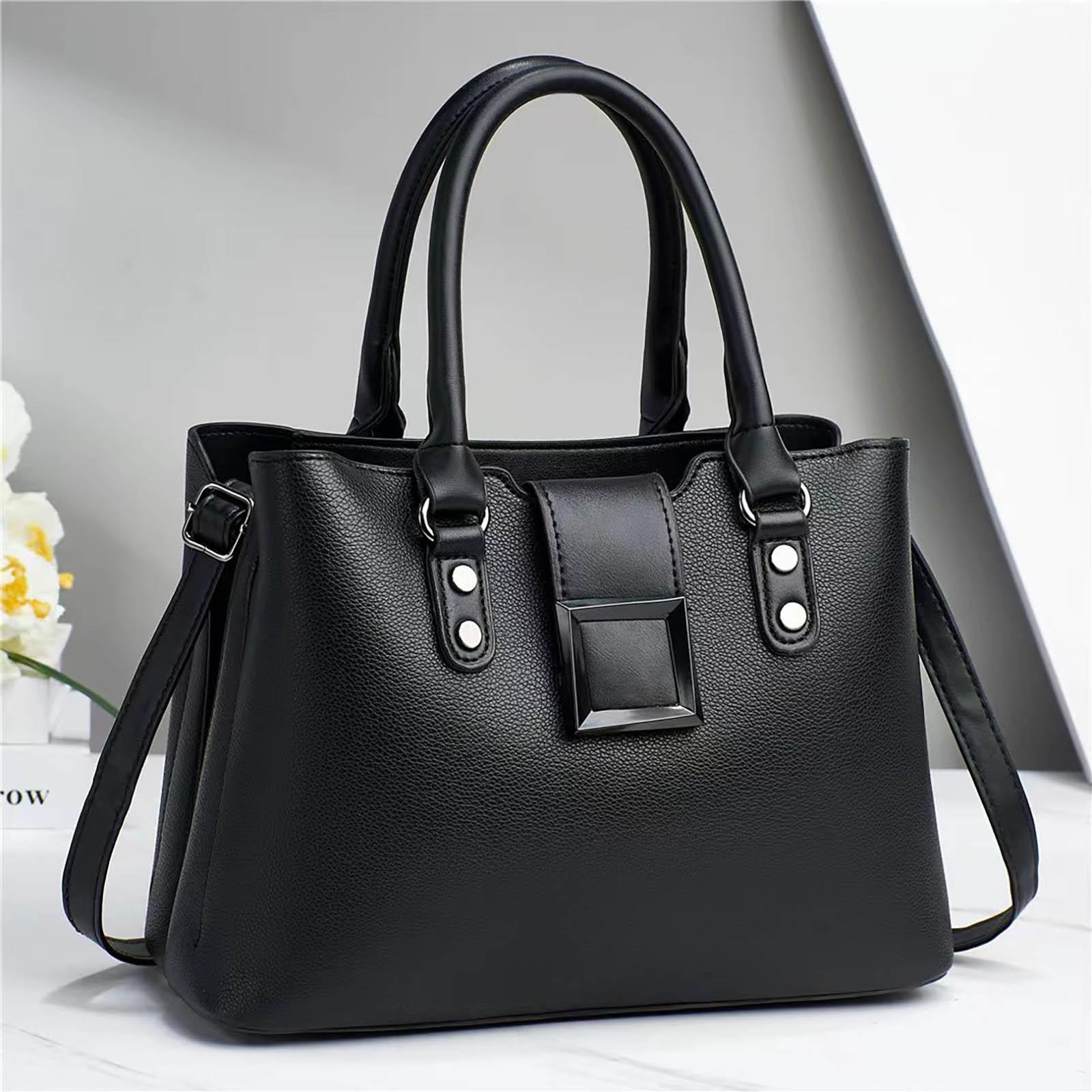 

Handbag For Women, PU Leather Large Capacity Fashion Bag, Gift For Mother Wife Girlfriend One Size чёрный
