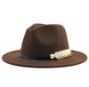 Europe, America, autumn and winter new woolen top hat retro gentleman and gentleman jazz flat brim felt straight edge big eaves hat