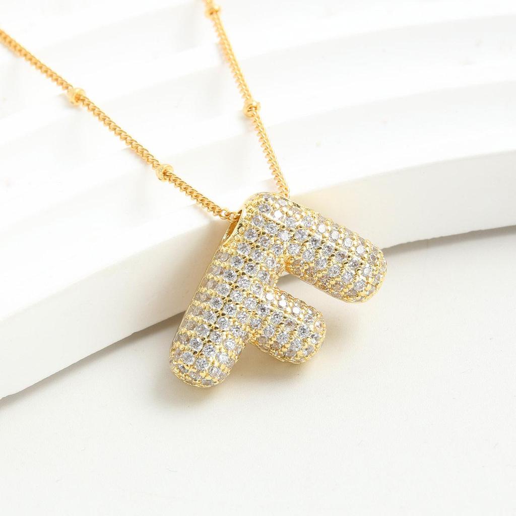 26 English Letter Gold-Plated Zircon Pendant Necklace