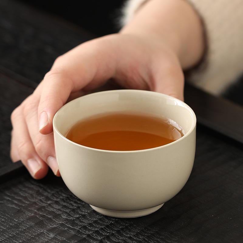 Suet Jade White Porcelain Master Cup Kung Fu Tea Set Ceramic Teacup Tea Tasting Cup Single Cup Smell Fragrance Cup