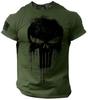 Military Patriotic Skull 3D Printed Men's T-shirt, Large Autumn T-shirt, Short Sleeved Sportswear