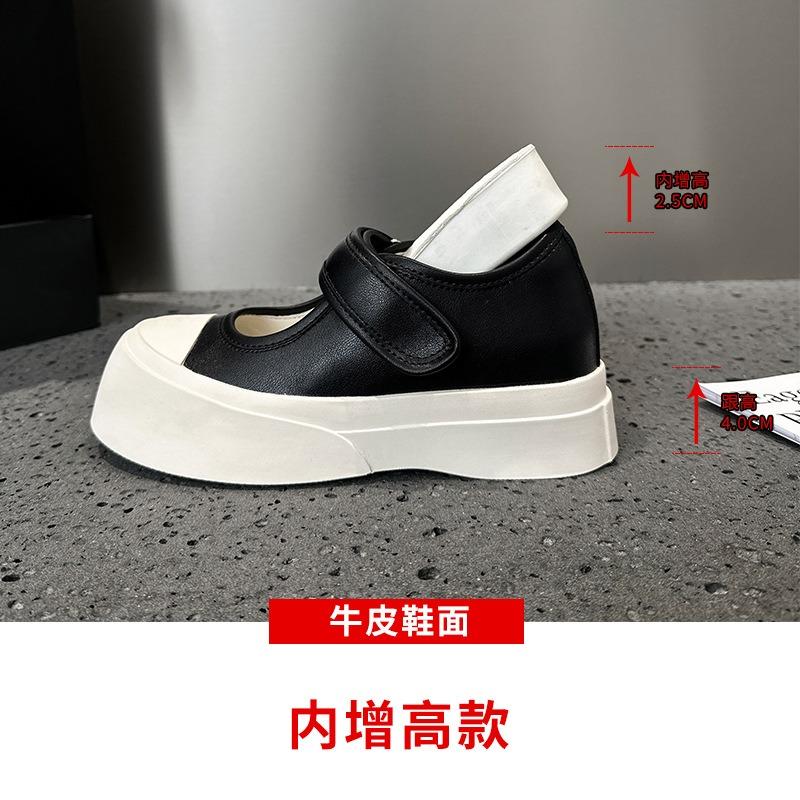 C Inner Height Increase Mary Jane Women's Shoes Zho Ruth Mono Ugly Cute Sandals Big Head Canvas Shoes Women