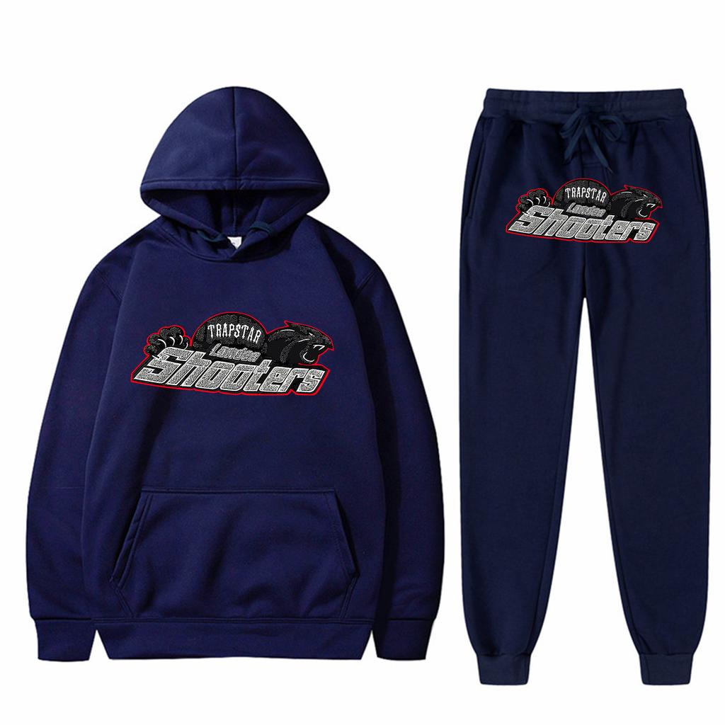 Conjunto de Sudadera Holgada de Manga Larga de Felpa para Hombre y Mujer con Pantalón, Sudadera con Capucha Estampada Bordada