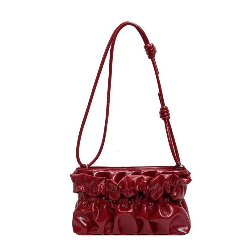 

High-quality Women s Bag Korean Niche Pleated Skirt Armpit Commuter Temperament All-matching Cross-body Trendy вина червоного кольору