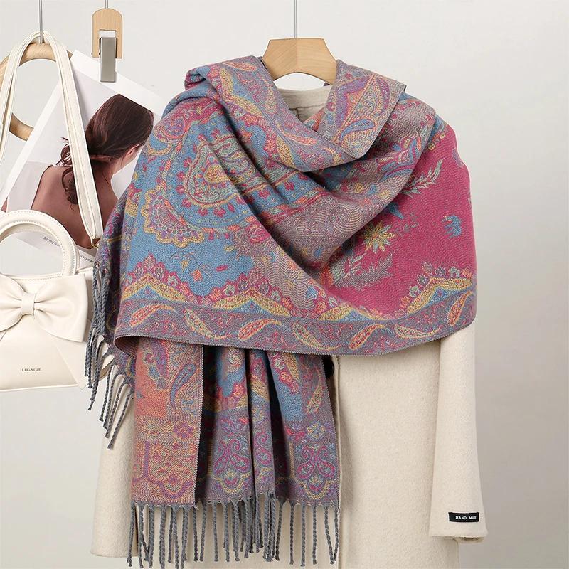 New Shawl Warm Winter Scarf Hijab Women Print Paisley Cashmere Pashmina Thick Wrap Head Neck Foulard Luxury  Blanket Echarpe