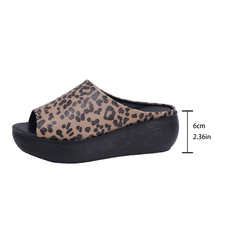 Fashion Leopard Women Slippers Flats Platform Fashion Sandals 2025 Trend New Summer Shoes Casual Beach Slingback Flip Flops Woman Slides