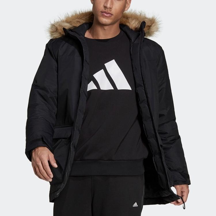 Adidas Utilitas Outdoor Sports Hooded Parka Jacket Men Outerwear Black GT1699