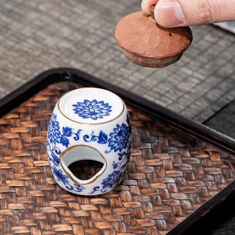 Retro blue and white porcelain tea set cover antique ceramic pot bearing cover support white porcelain tea set