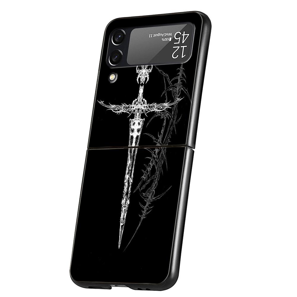 Cyber Sigil Kreuzlinie Harte PC Handyhülle Für Samsung Galaxy Z Flip 7 6 5 4 Schwarze Hülle Für Galaxy Z Flip 3 Faltbare Capas Taschen