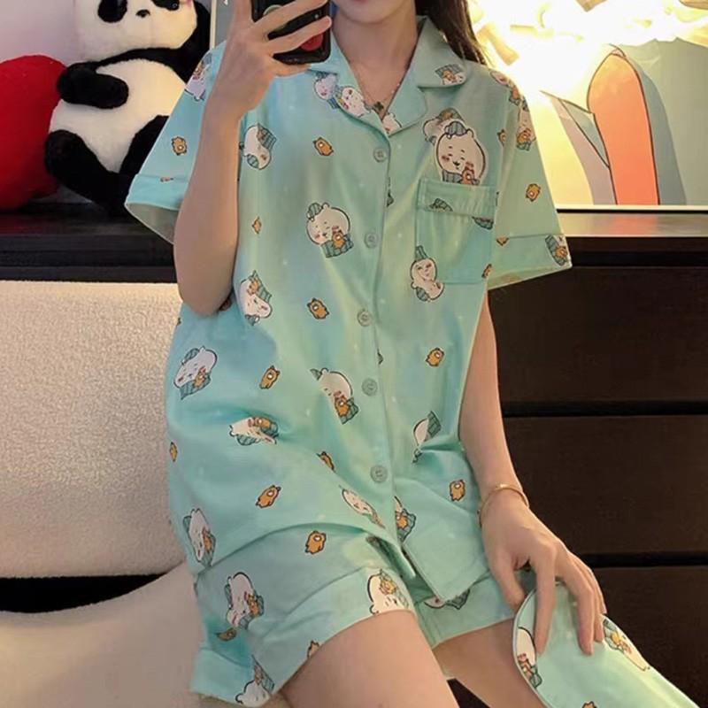 

Cartoon Chiikawa Xiaohachi Pajamas Women s Summer Short Sleeve Shorts Student Cute Sweet Usaki Spot xxl [universal size 3]