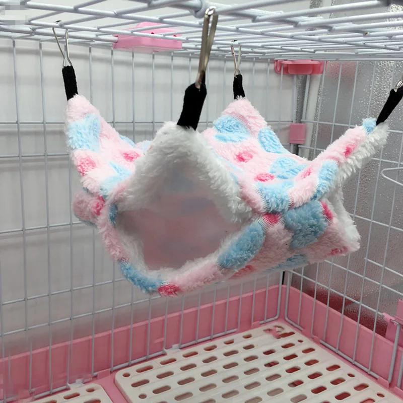 Warm Plush Hamster Hammock Small Animal Double-layer Thicken Sleeping Bag Nest Pets Rat Squirrel Hanging Cage House
