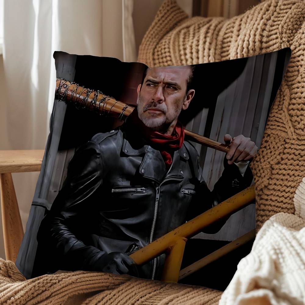 Norman Reedus Daryl Dixon Walking Dead Print Throw Pillow Cover Square Cushion Case For Living Room Bedroom Decor Peach skin 18*18(CM)-1Pcs
