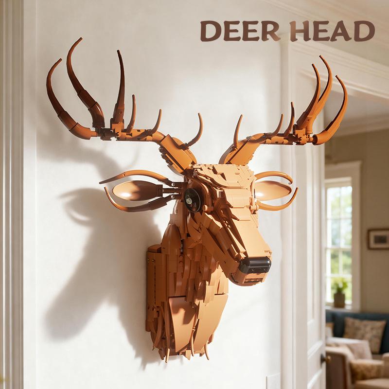 Brick Joy Deer Head Building Blocks Educational DIY Toy for Kids