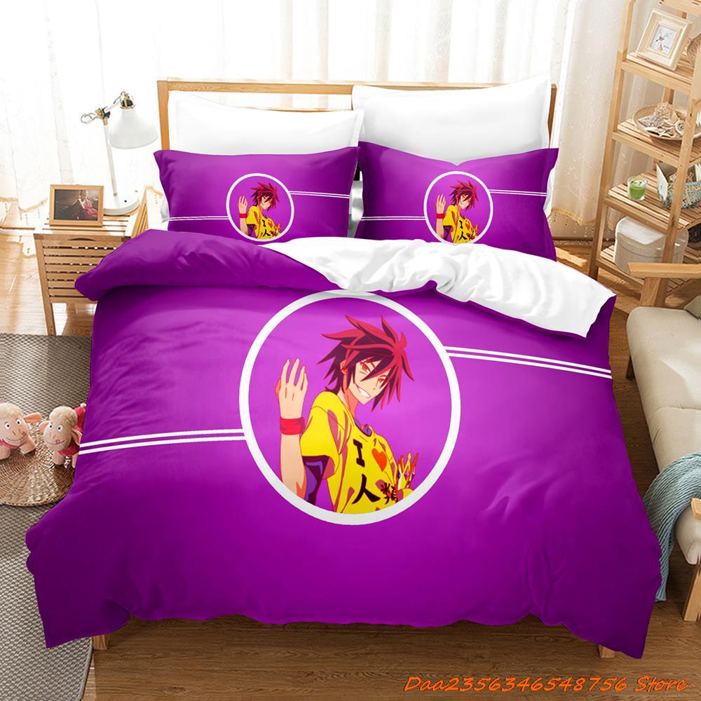 New Personelity New No Game No Life Bedding Set Cartoon Anime Three-Piece Set Adult Kid Bedroom Duvetcover Sets 3D Kawaii Girl
