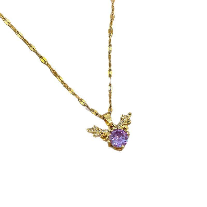 Yilu Has Your Zircon Light Luxury Temperament Gorgeous Full Diamond Necklace Female Versatile Collarbone Chain Titanium Steel Chain
