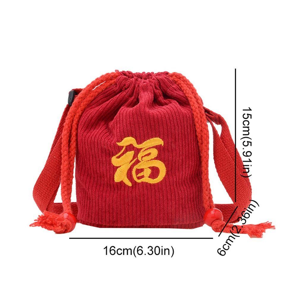 Crossbody New Year Lucky Money Bag Chinese Style Fu Embroidered Bag  Handbag