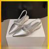 Summer Womens Flat Shoes With Pointed Head Design And Rhinestone Decoration For Casual Wear