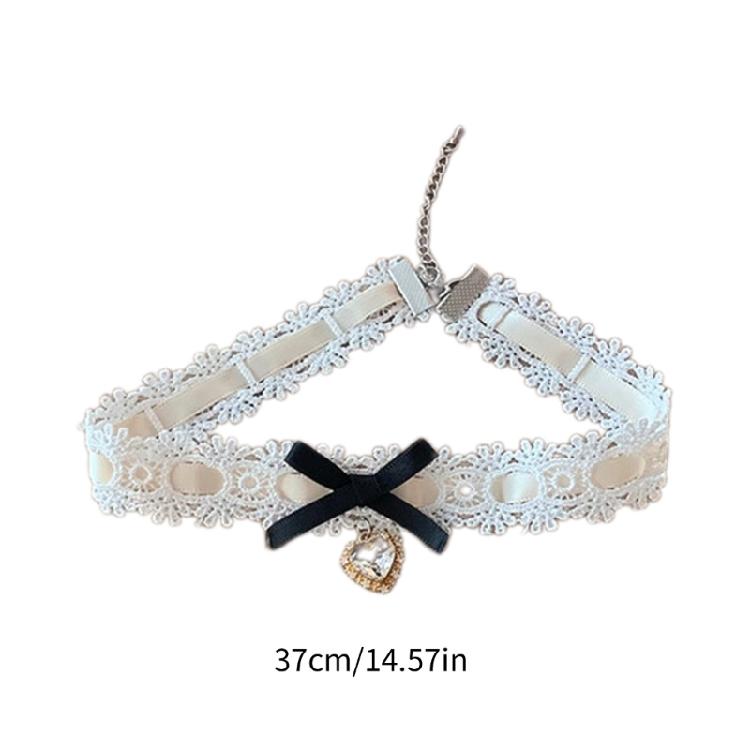 Stylish Clavicle Necklace Bow Heart Pendant Choker Bowknot Collar Chain Jewelry