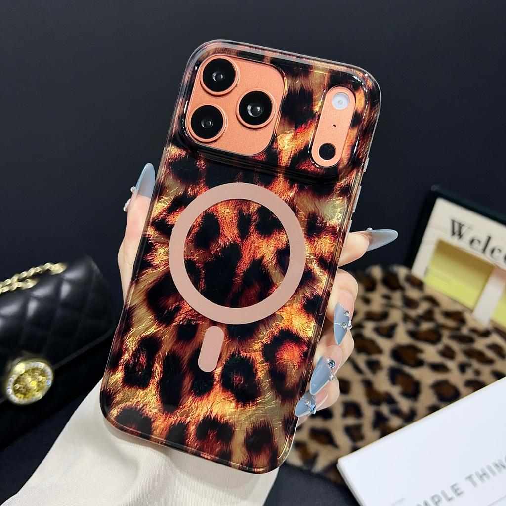 For iPhone 17 Pro Max Case Compatible with MagSafe IMD Leopard Print TPU PC Phone Cover